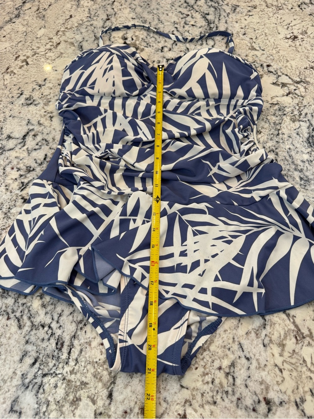 Sea & Sand Beachwear Blue Tropical Swimdress One Piece Size 16 Tummy Control - Picture 2 of 9